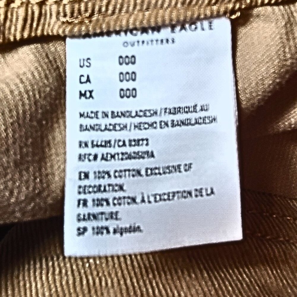 American Eagle Corduroy Button Front Mini Skirt – Mustard Gold, Size 000 - Picture 6 of 8
